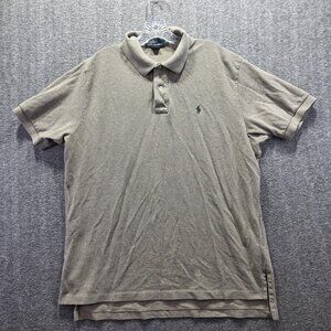 Polo Ralph Lauren Polo Shirt Mens XL Beige Green Pony Logo Cotton Classic